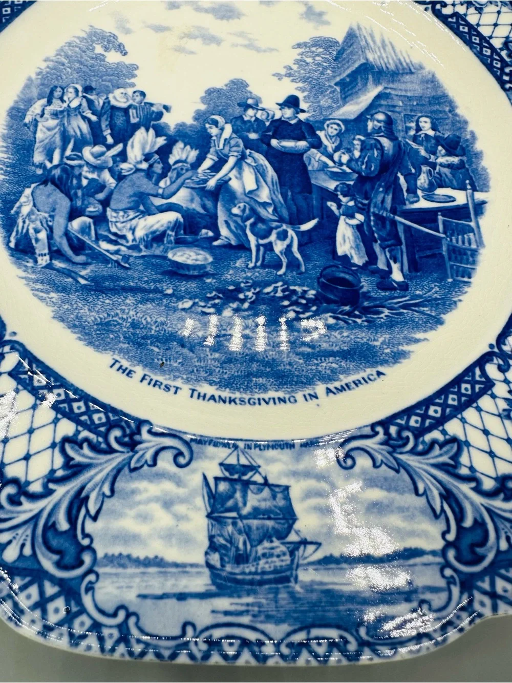 Crown Ducal Colonial Times Thanksgiving Blue Plate